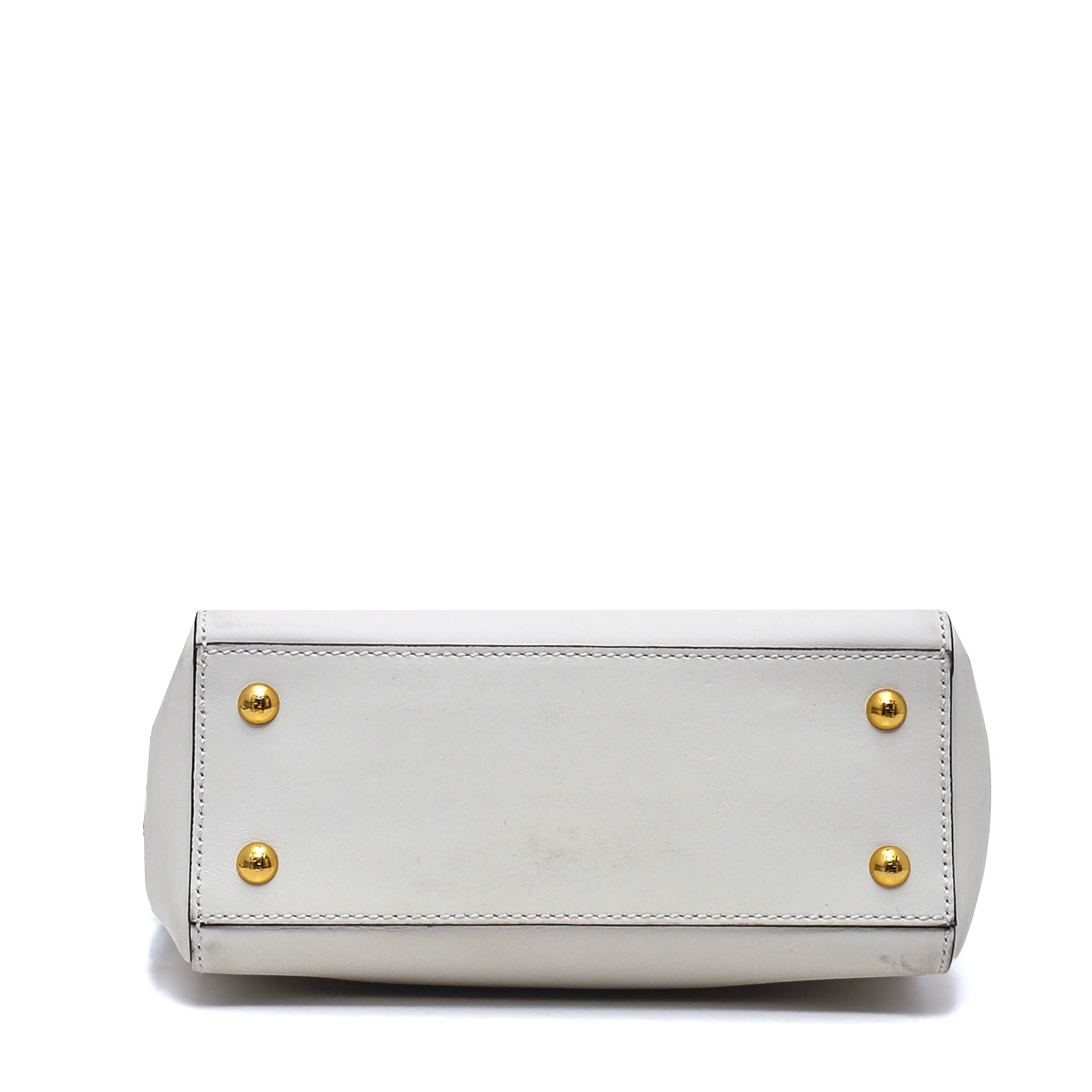 Fendi - White Leather Whipstitch Small Dotcom Bag 